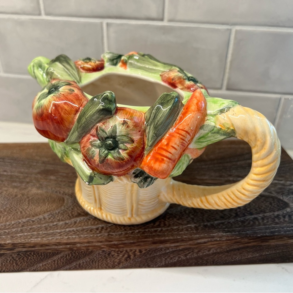 World Bazaars Ceramic Basket Vegetable Teapot/Pitcher